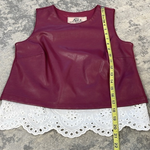 Disney G Giuliana Alice Through The Looking Glass Faux Leather Eyelet Lace Top - Picture 5 of 7
